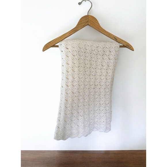 Crochet Knit White Baby Granny Afghan Throw Blanket Vintage Nursery Decor - Picture 4 of 14